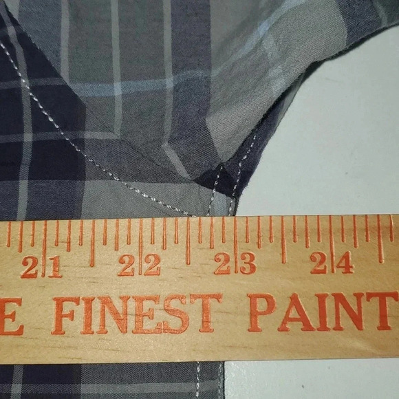 Tommy Hilfiger Custom Fit Purple & Gray Plaid Casual Button Up Shirt Mens Size L - Picture 10 of 11